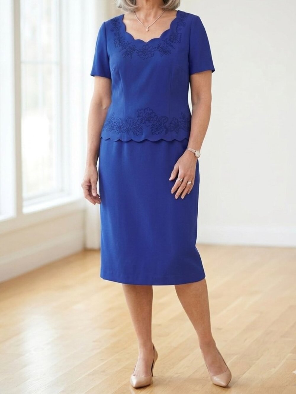 Vtg 80s Karin Stevens dress 16M Dark Purple/Blue Wedding Mother of Bride Wedding